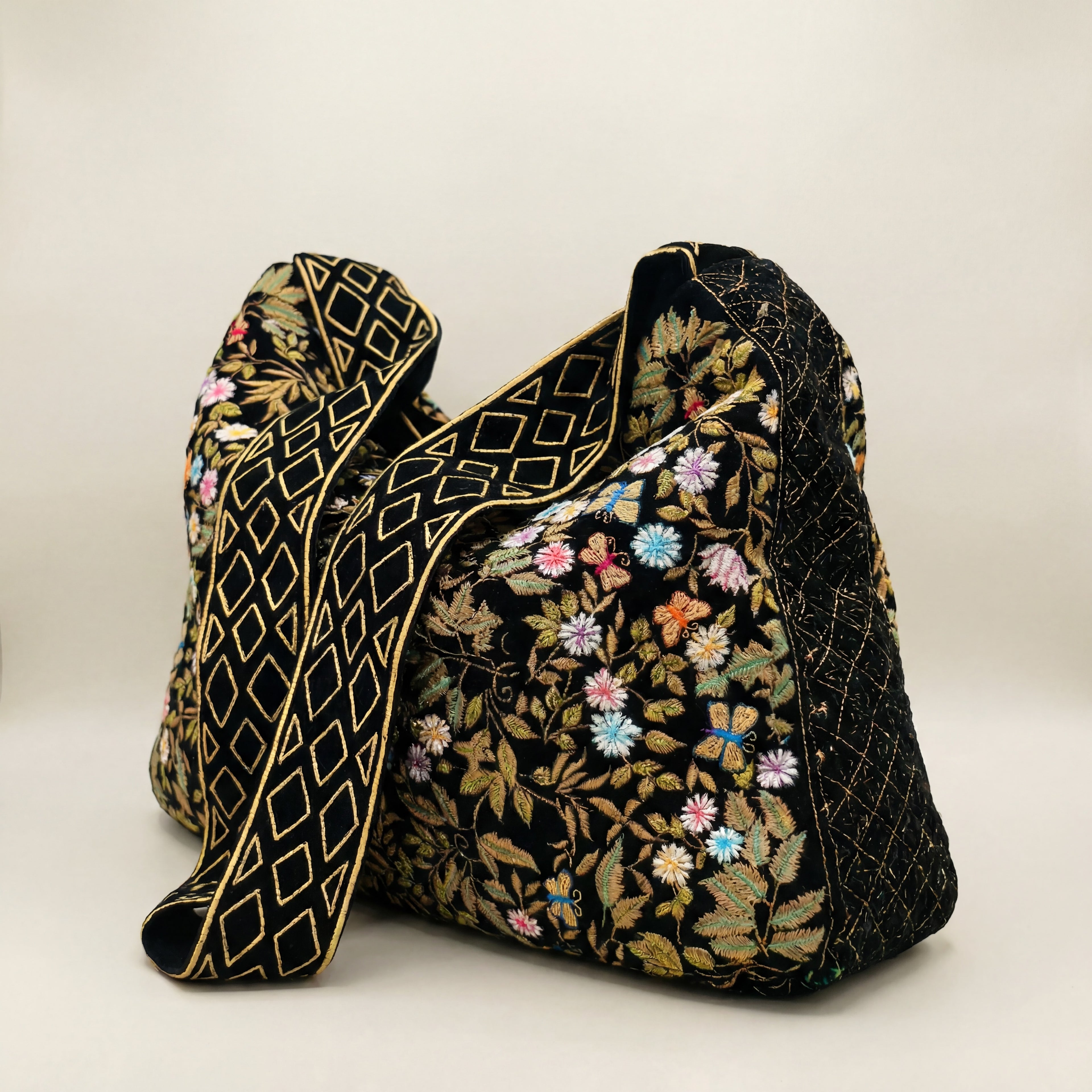 The Seraphina Luxe Tote - Embroidered Velvet Tote Bag