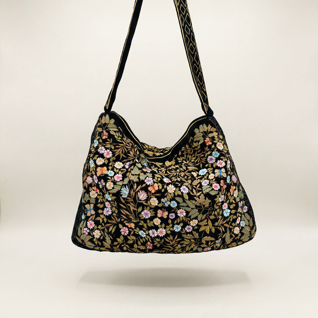 The Seraphina Luxe Tote - Embroidered Velvet Tote Bag