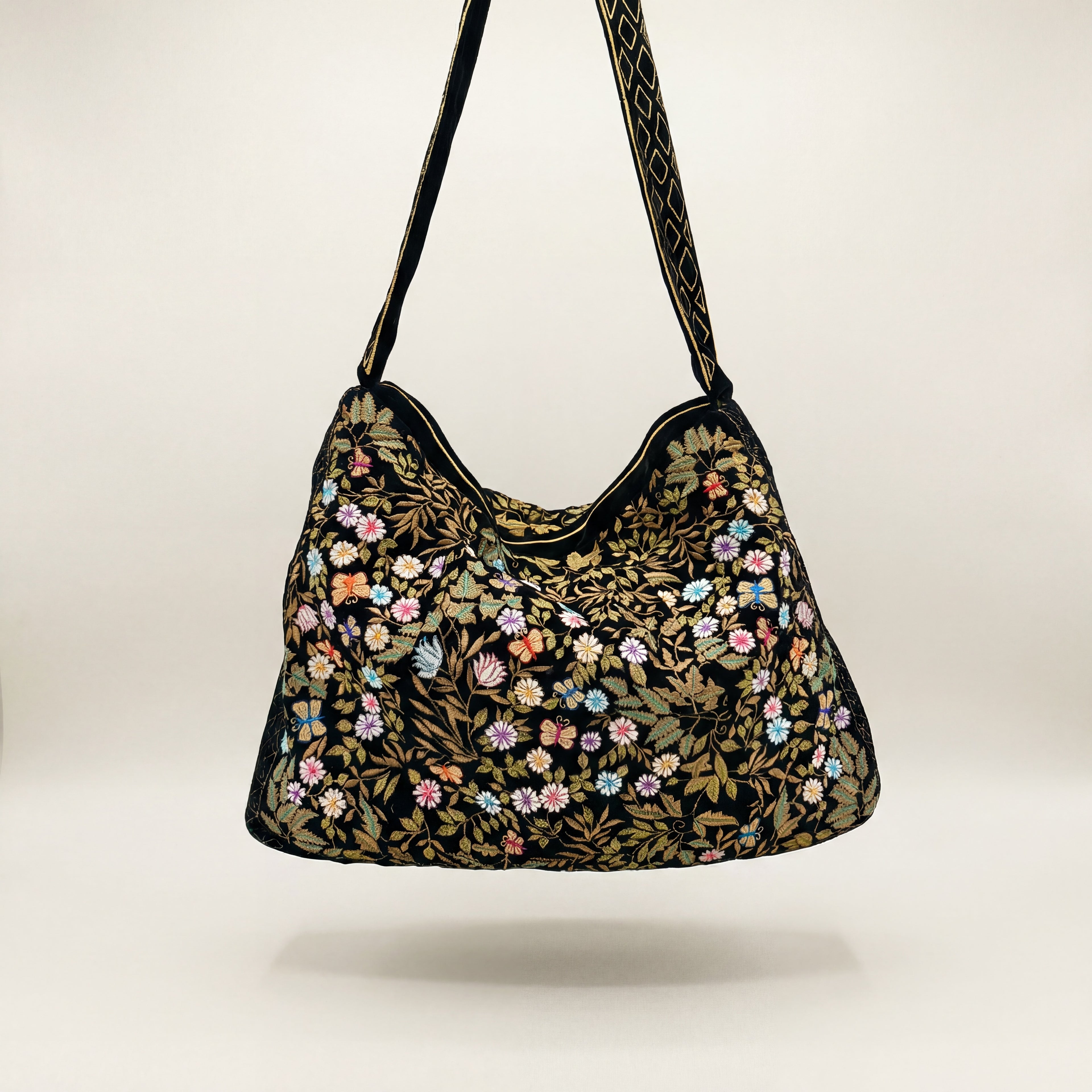 The Seraphina Luxe Tote - Embroidered Velvet Tote Bag
