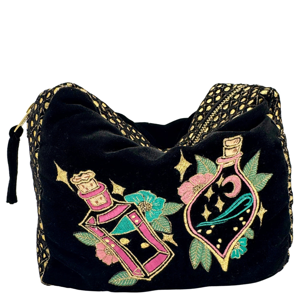 The Esme Cloud Pouch - Inky Black - Extra Plush Velvet Embroidered Pouch