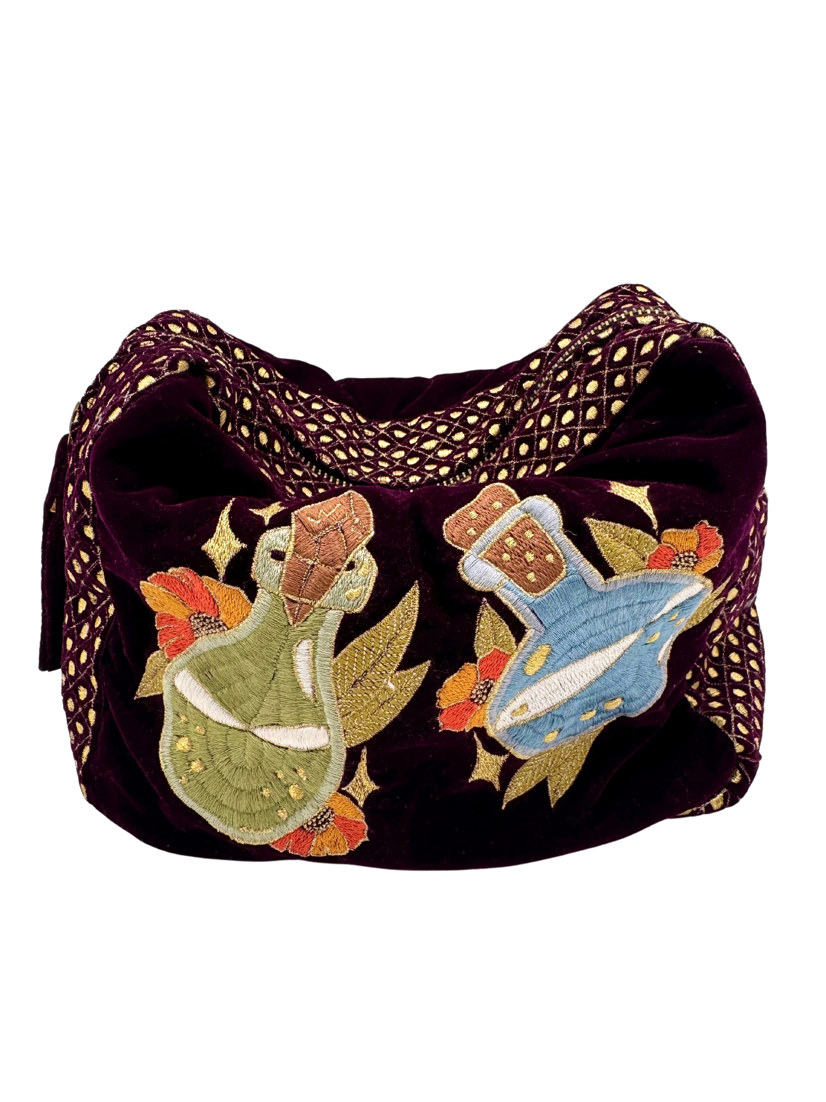 The Arwen Cloud Pouch - Wine - Extra Plush Embroidered Velvet