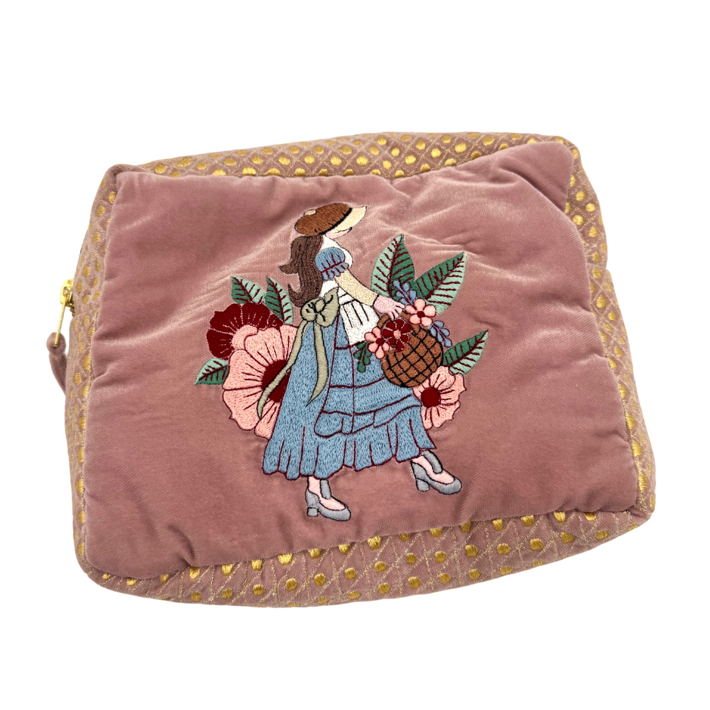 The Willow Cloud Pouch - Dusty Rose - Extra Plush Embroidered