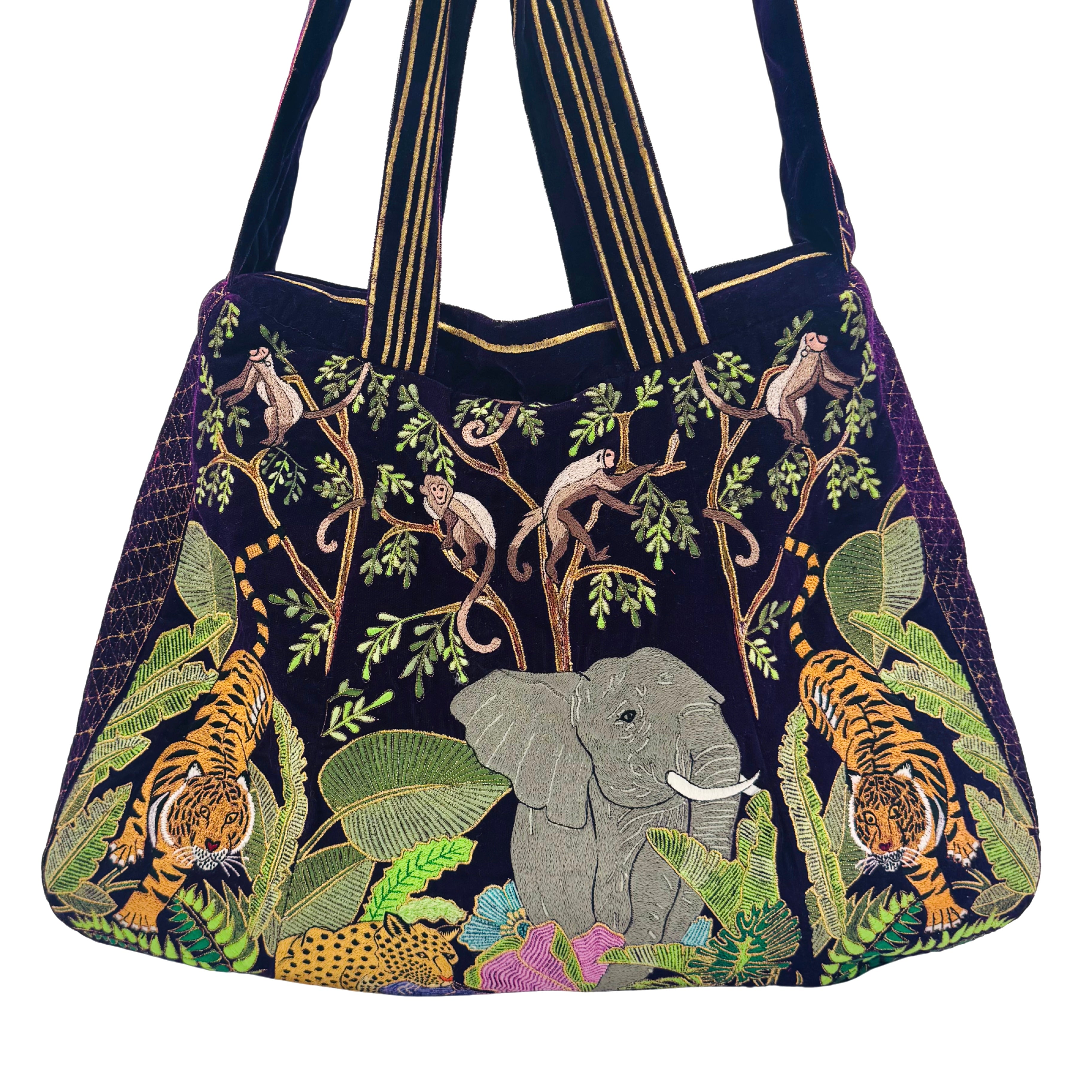 The Paloma Luxe Hobo Bag - Deep Purple Embroidered Velvet Hobo Bag