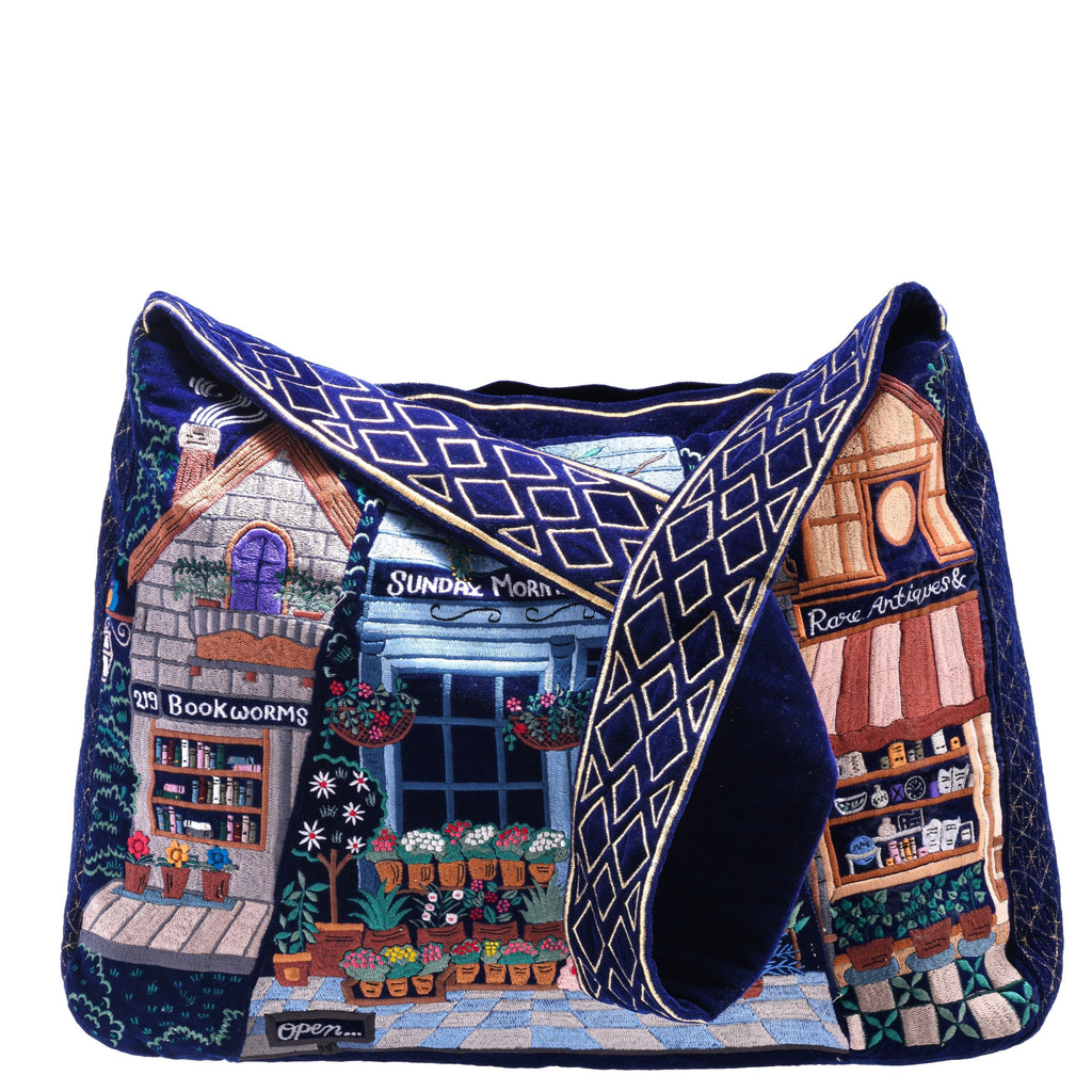 The Chelsea Luxe Tote - Deep Blue - Oversized Embroidered Tote Bag
