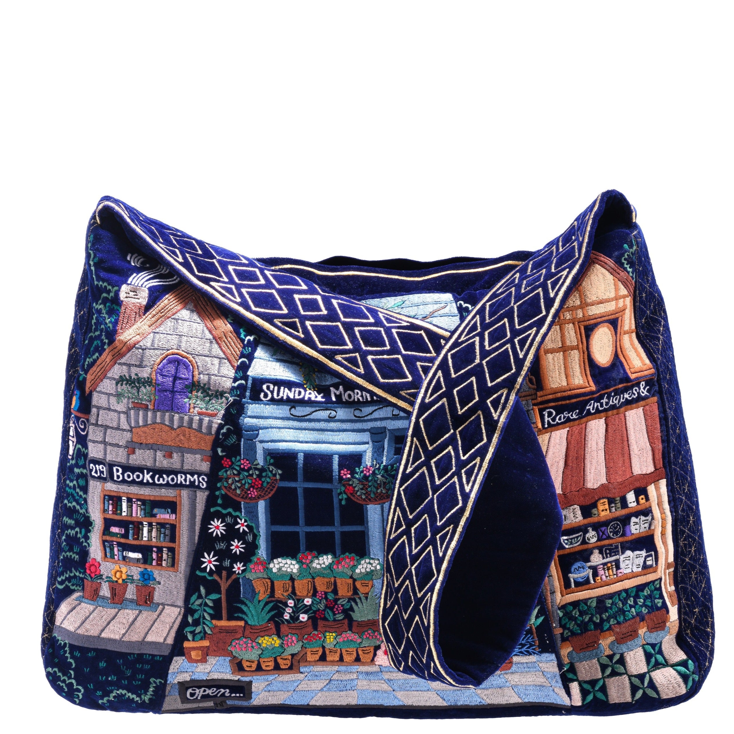 The Chelsea Luxe Tote - Deep Blue - Oversized Embroidered Tote Bag